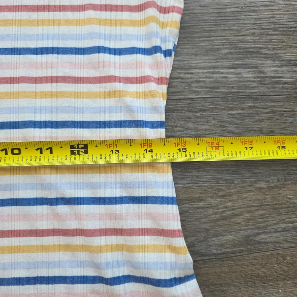 True Craft Striped Ruffle Tank Top Multi Color Ribbed Knit Sleeveless Womens L - Picture 8 of 8